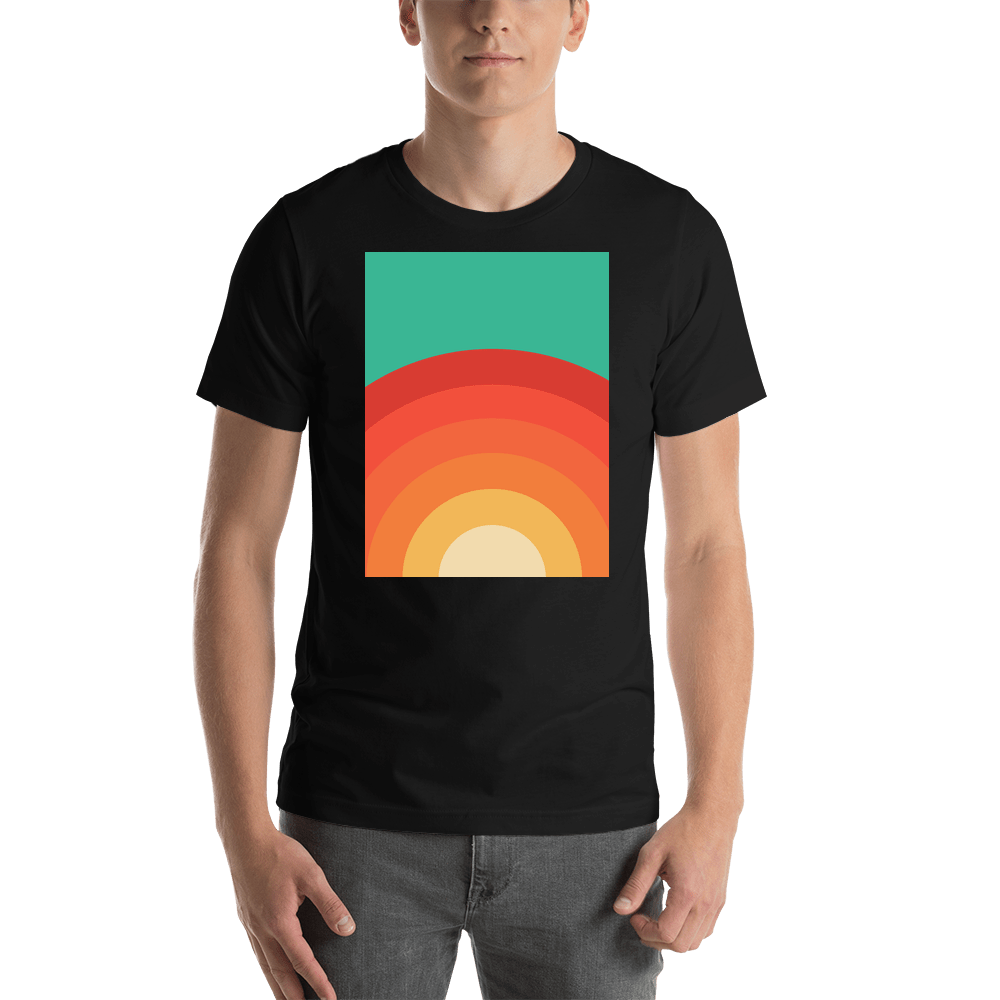 Retro T-Shirt - Black - Orange Radial - Shirt View