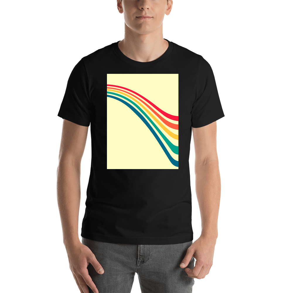 Retro T-Shirt - Black - Rainbow - Shirt View