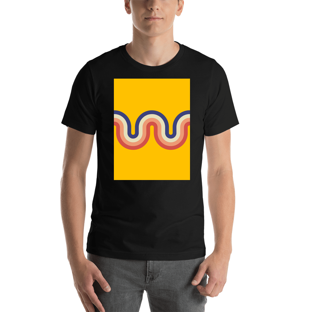 Retro T-Shirt - Black - Waves - Shirt View