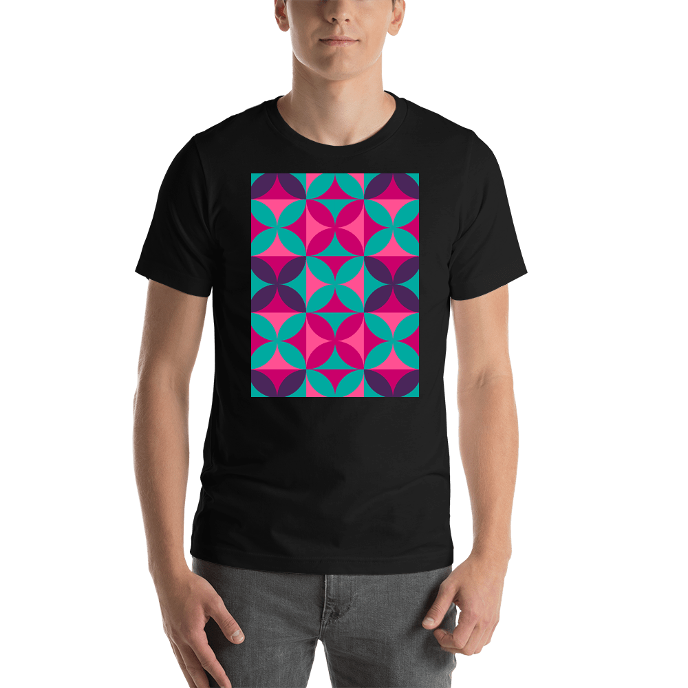 Retro T-Shirt - Black - Circles and Diamonds - Shirt View