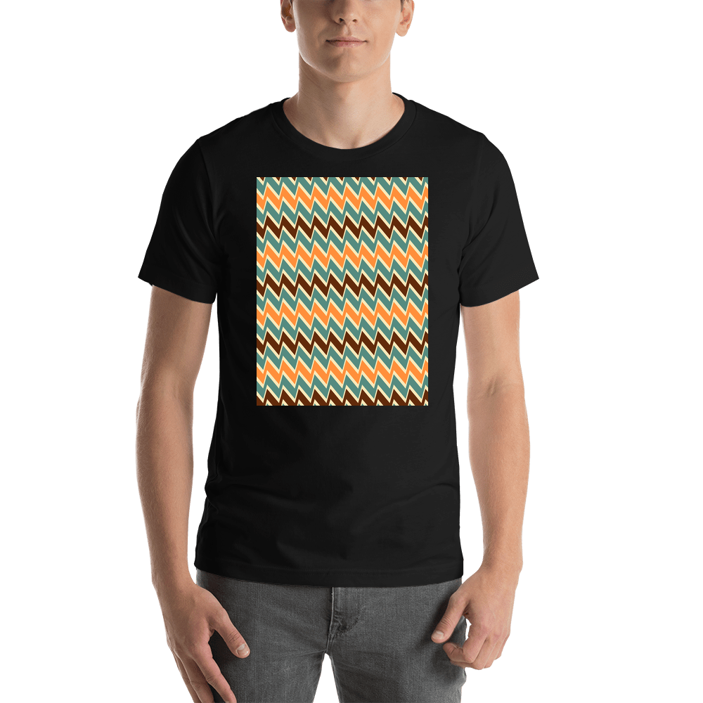 Retro T-Shirt - Black - Zig Zags - Shirt View