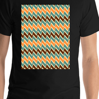 Thumbnail for Retro T-Shirt - Black - Zig Zags - Shirt Close-Up View