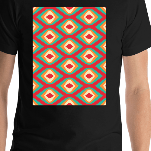 Retro T-Shirt - Black - Geometric - Shirt Close-Up View