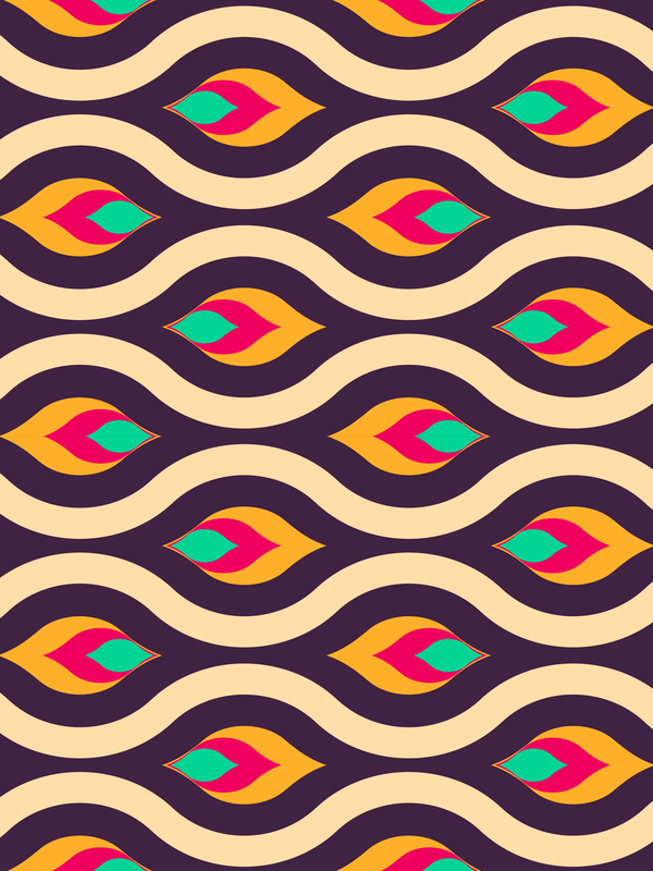 Retro T-Shirt - Black - Abstract Waves - Decorate View