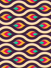 Thumbnail for Retro T-Shirt - Black - Abstract Waves - Decorate View