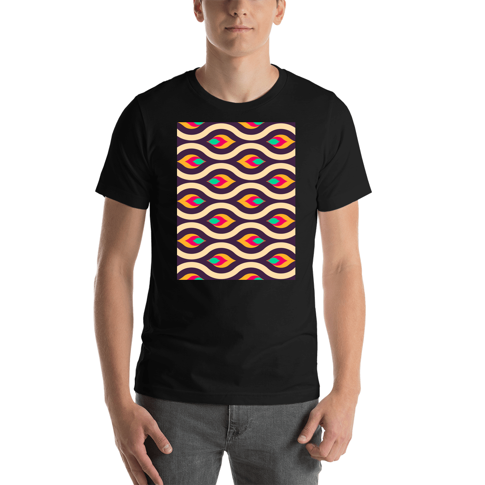 Retro T-Shirt - Black - Abstract Waves - Shirt View