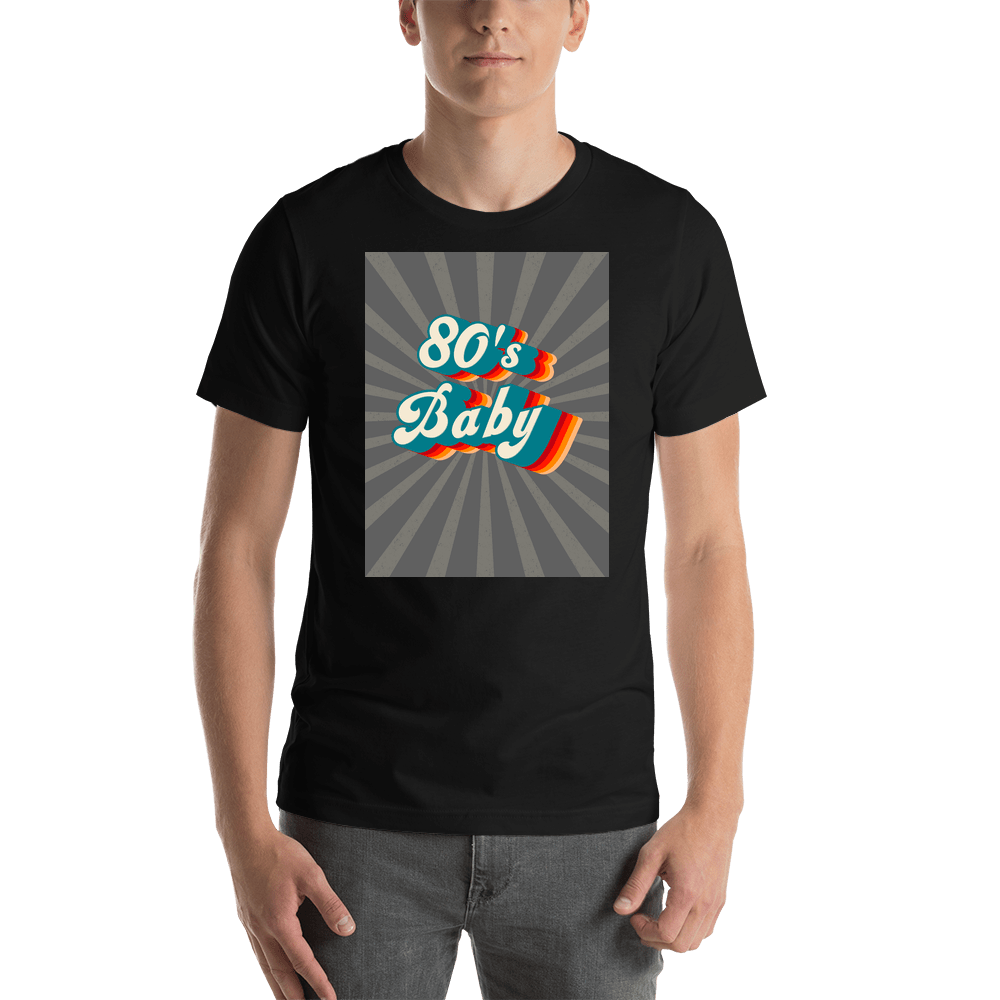 Retro T-Shirt - Black - 80's Baby - Shirt View