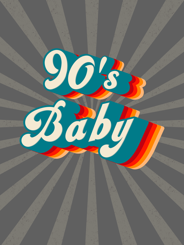Retro T-Shirt - Black - 90's Baby - Decorate View