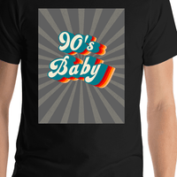 Thumbnail for Retro T-Shirt - Black - 90's Baby - Shirt Close-Up View