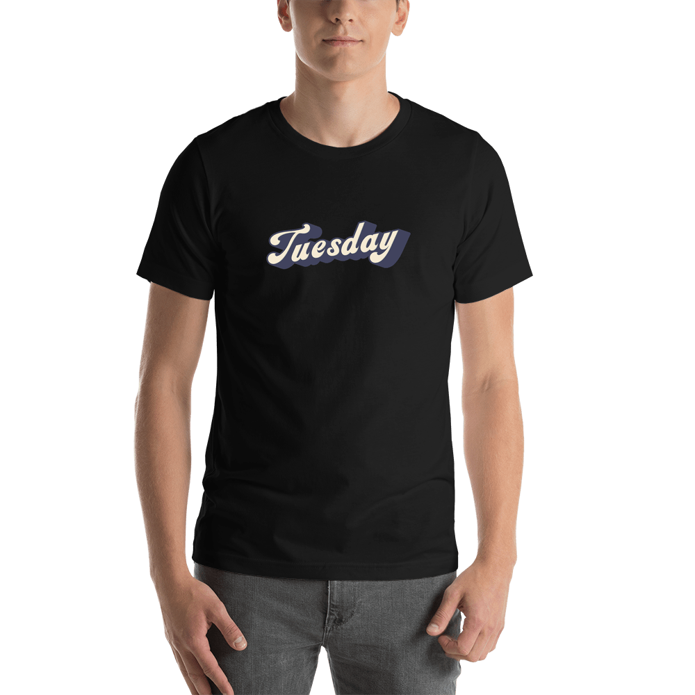 Retro T-Shirt - Black - Tuesday - Shirt View