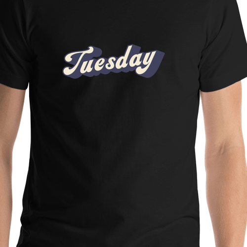 Retro T-Shirt - Black - Tuesday - Shirt Close-Up View