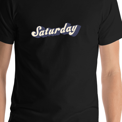 Retro T-Shirt - Black - Saturday - Shirt Close-Up View