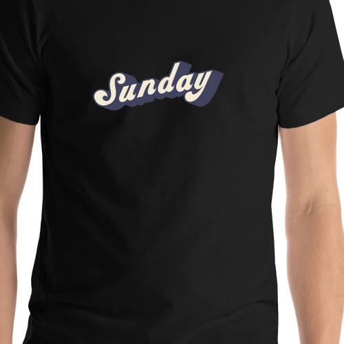 Retro T-Shirt - Black - Sunday - Shirt Close-Up View