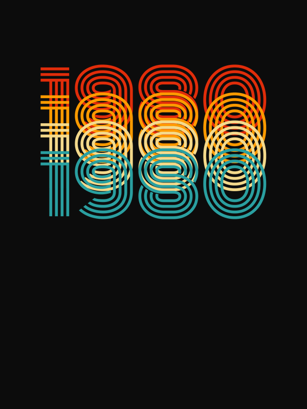Retro T-Shirt - Black - 1980 - Decorate View