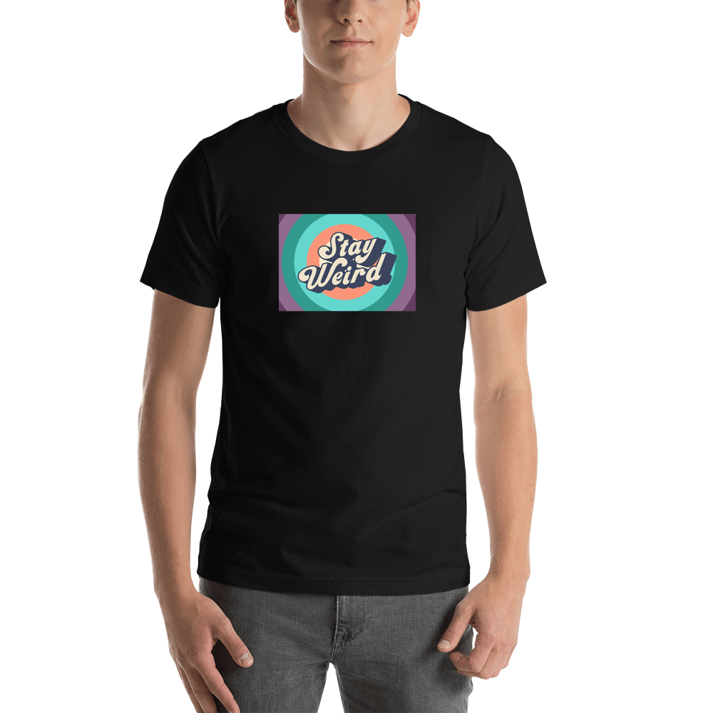 Retro T-Shirt - Black - Stay Weird - Shirt View