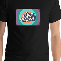 Thumbnail for Retro T-Shirt - Black - Stay Weird - Shirt Close-Up View