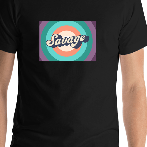 Retro T-Shirt - Black - Savage - Shirt Close-Up View