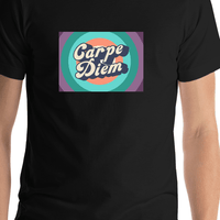 Thumbnail for Retro T-Shirt - Black - Carpe Diem - Shirt Close-Up View