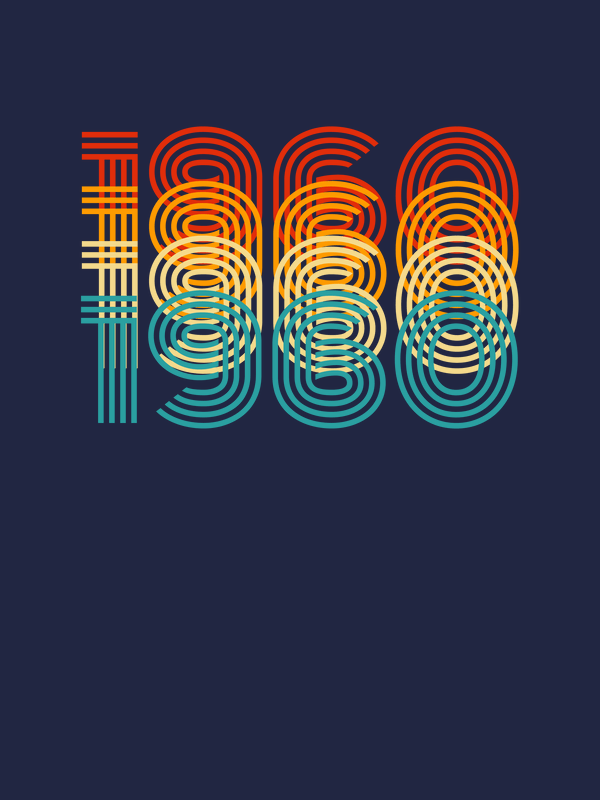Retro T-Shirt - Navy Blue - 1960 - Decorate View