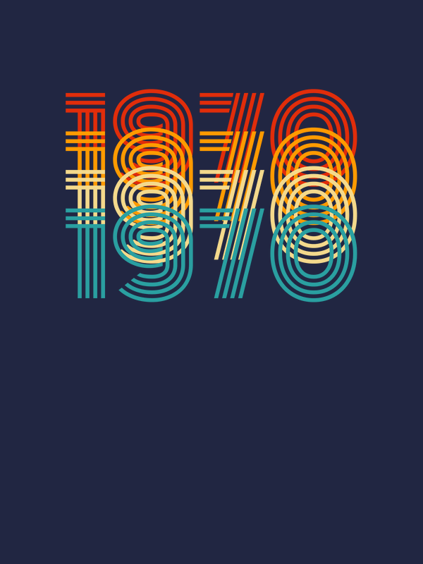 Retro T-Shirt - Navy Blue - 1970 - Decorate View