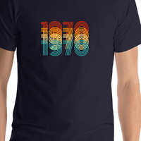 Thumbnail for Retro T-Shirt - Navy Blue - 1970 - Shirt Close-Up View