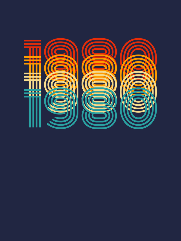 Retro T-Shirt - Navy Blue - 1980 - Decorate View