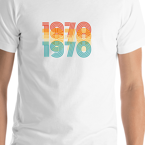 Retro T-Shirt - White - 1970 - Shirt Close-Up View