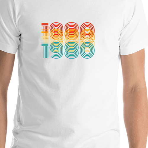 Retro T-Shirt - White - 1980 - Shirt Close-Up View