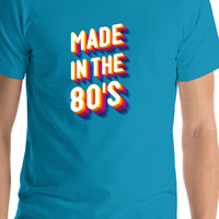 Thumbnail for Retro T-Shirt - Aqua - Made in the 80's - Shirt Close-Up View