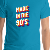 Thumbnail for Retro T-Shirt - Aqua - Made in the 90's - Shirt Close-Up View