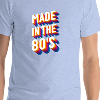 Thumbnail for Retro T-Shirt - Heather Blue - Made in the 80's - Shirt Close-Up View