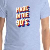 Thumbnail for Retro T-Shirt - Heather Blue - Made in the 90's - Shirt Close-Up View