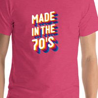 Thumbnail for Retro T-Shirt - Heather Raspberry - Made in the 70's - Shirt Close-Up View