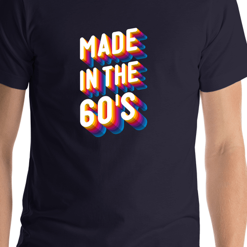 Retro T-Shirt - Navy Blue - Made in the 60's - Shirt Close-Up View
