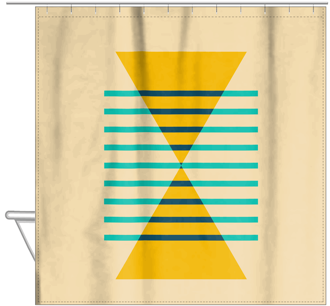 Personalized Retro Triangles Shower Curtain - Hanging View