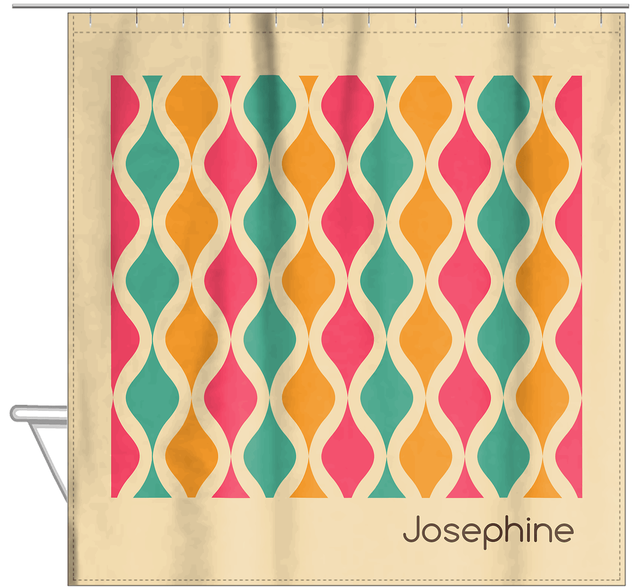 Personalized Retro Waves Shower Curtain - Hanging View