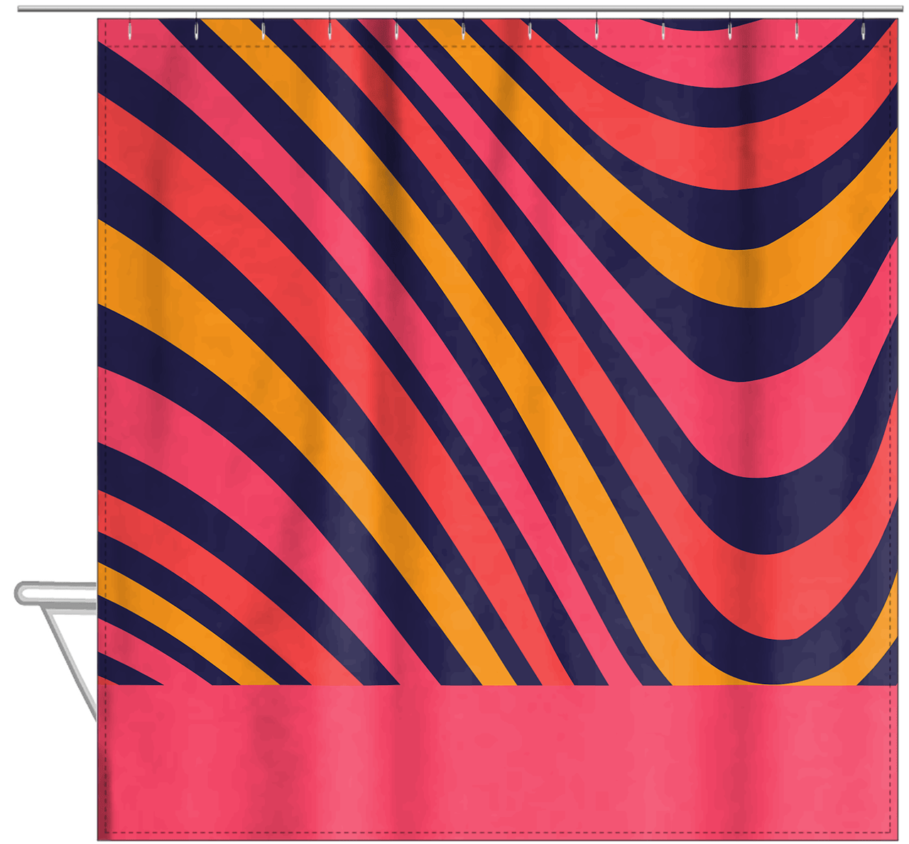 Retro Waves Shower Curtain - Hanging View