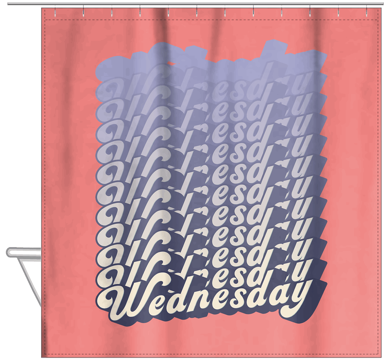 Retro Wednesday Shower Curtain - Hanging View