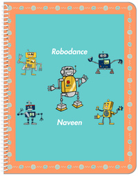 Thumbnail for Personalized Robots Notebook II - Robodance Party - Orange Background - Front View
