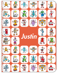 Thumbnail for Personalized Robots Notebook IV - Robot Crew - Orange Background - Front View