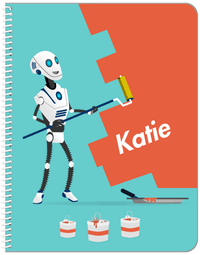 Thumbnail for Personalized Robots Notebook VII - Robot Painter - Teal Background - Front View