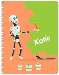 Thumbnail for Personalized Robots Notebook VII - Robot Painter - Orange Background - Front View