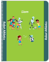 Thumbnail for Personalized Robots Notebook IX - Robot Athletics - Green Background - Front View