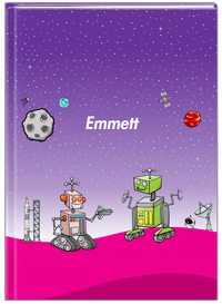 Thumbnail for Personalized Robots Journal I - Transistor Buddies - Purple Background - Front View