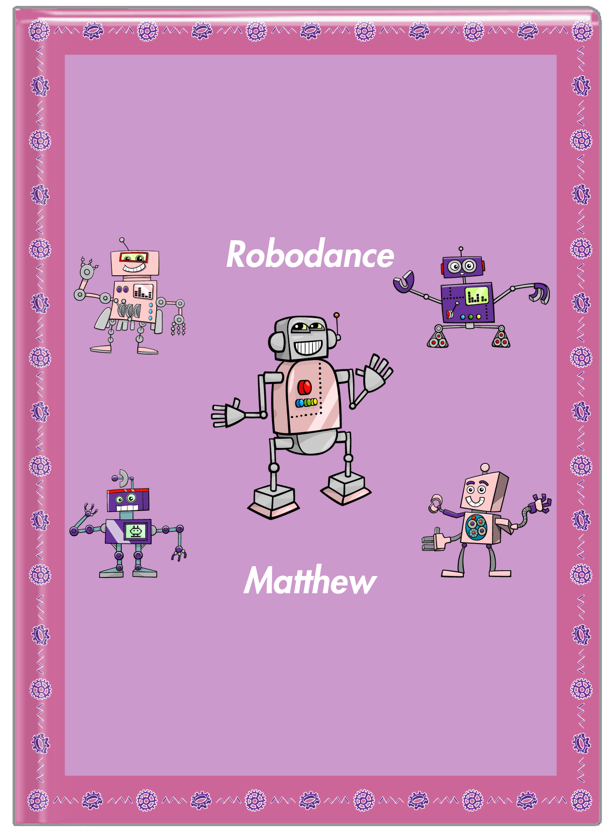 Personalized Robots Journal II - Robodance Party - Pink Background - Front View