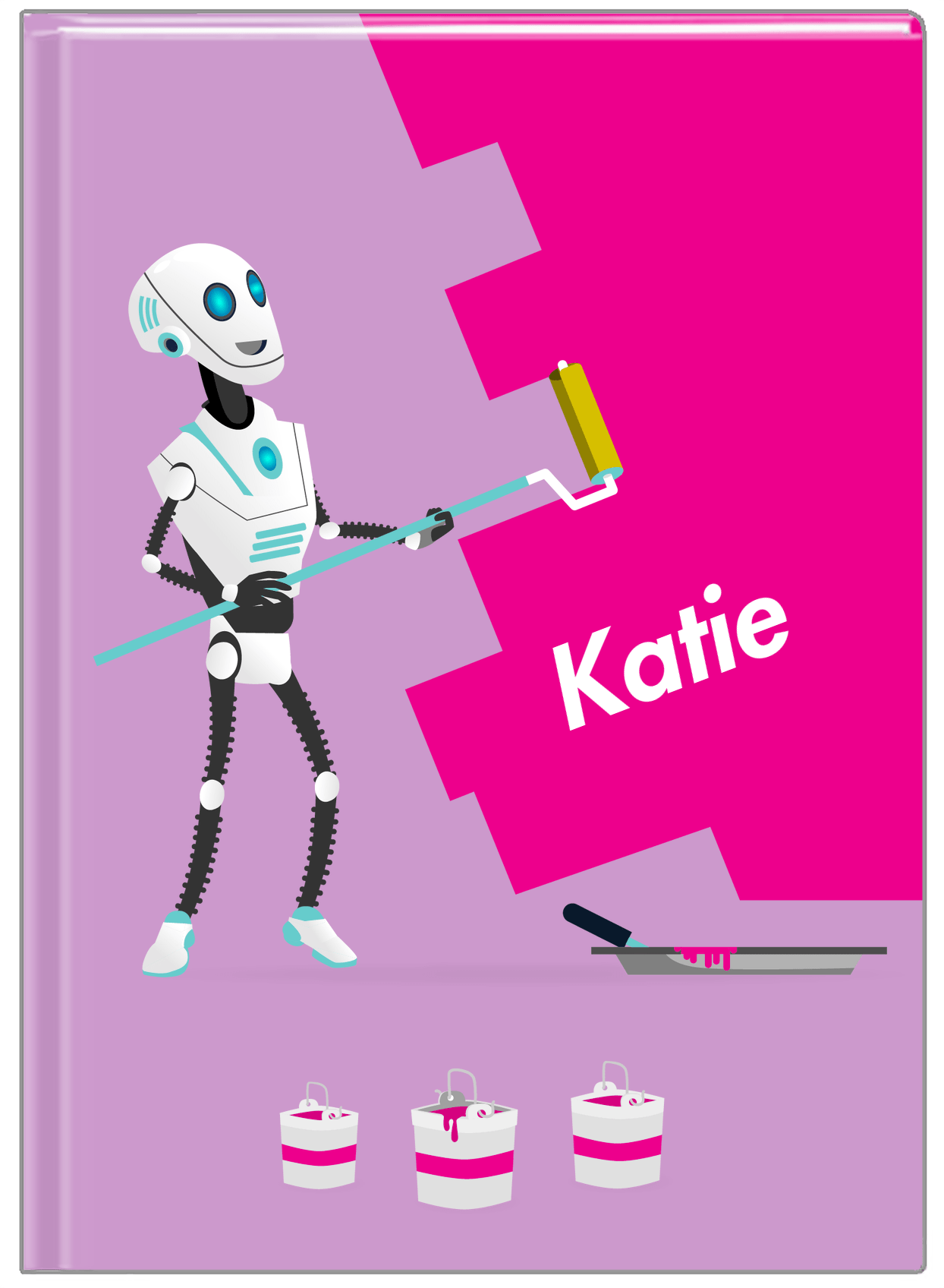 Personalized Robots Journal VII - Robot Painter - Pink Background - Front View