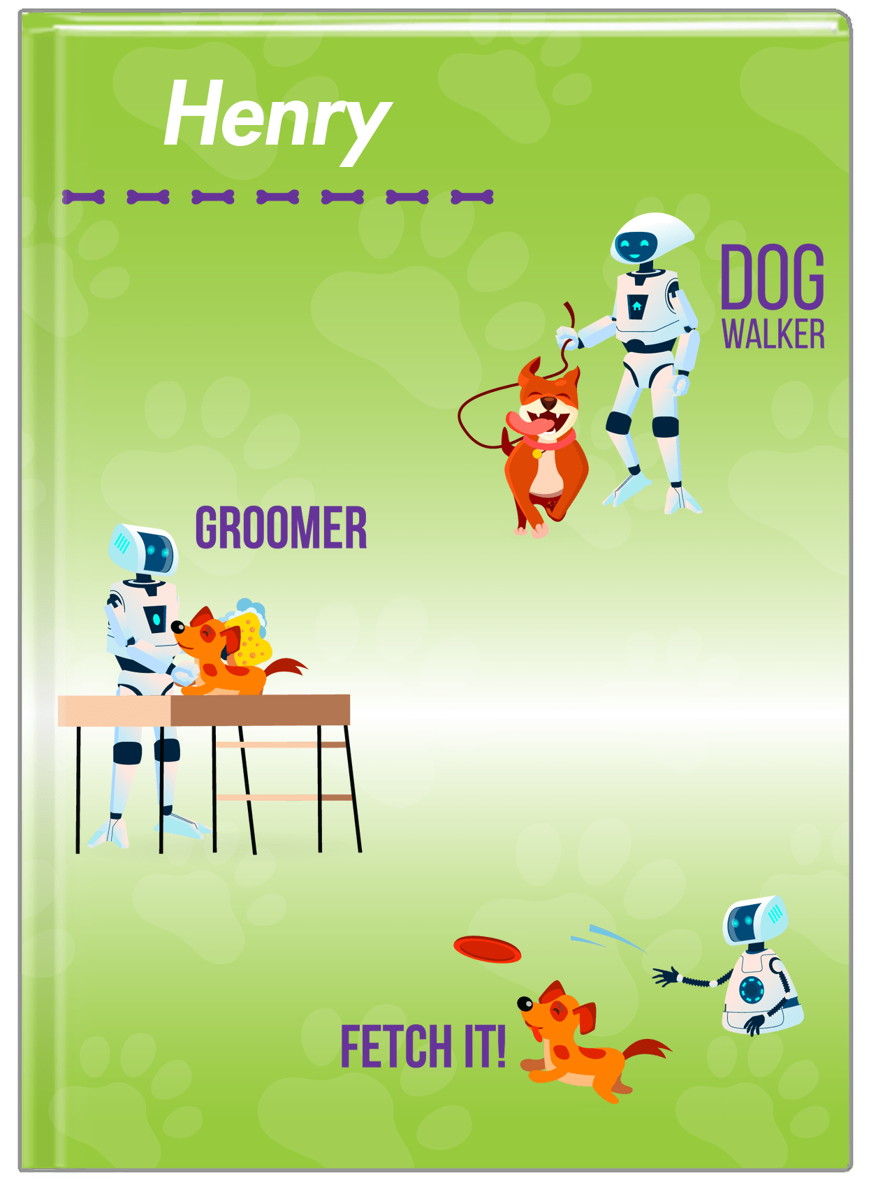 Personalized Robots Journal VIII - Canine Assistant - Green Background - Front View
