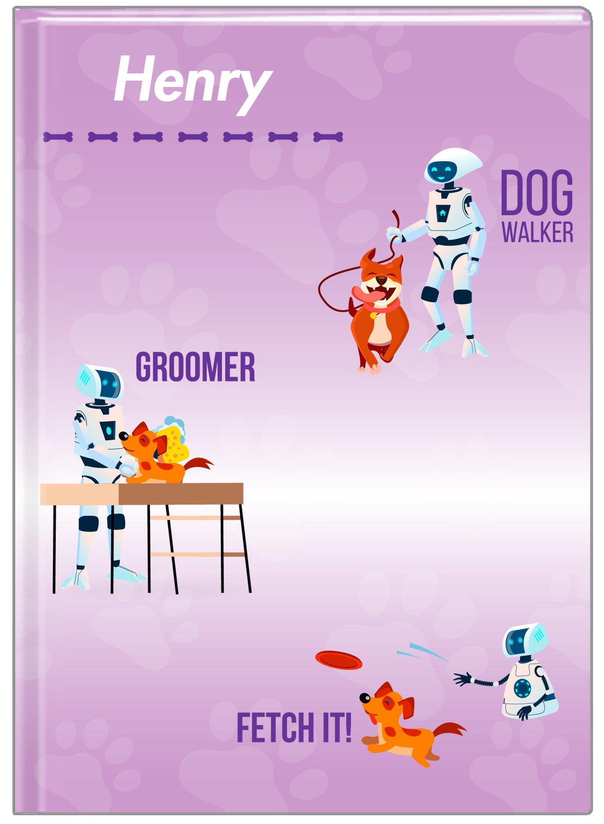 Personalized Robots Journal VIII - Canine Assistant - Purple Background - Front View