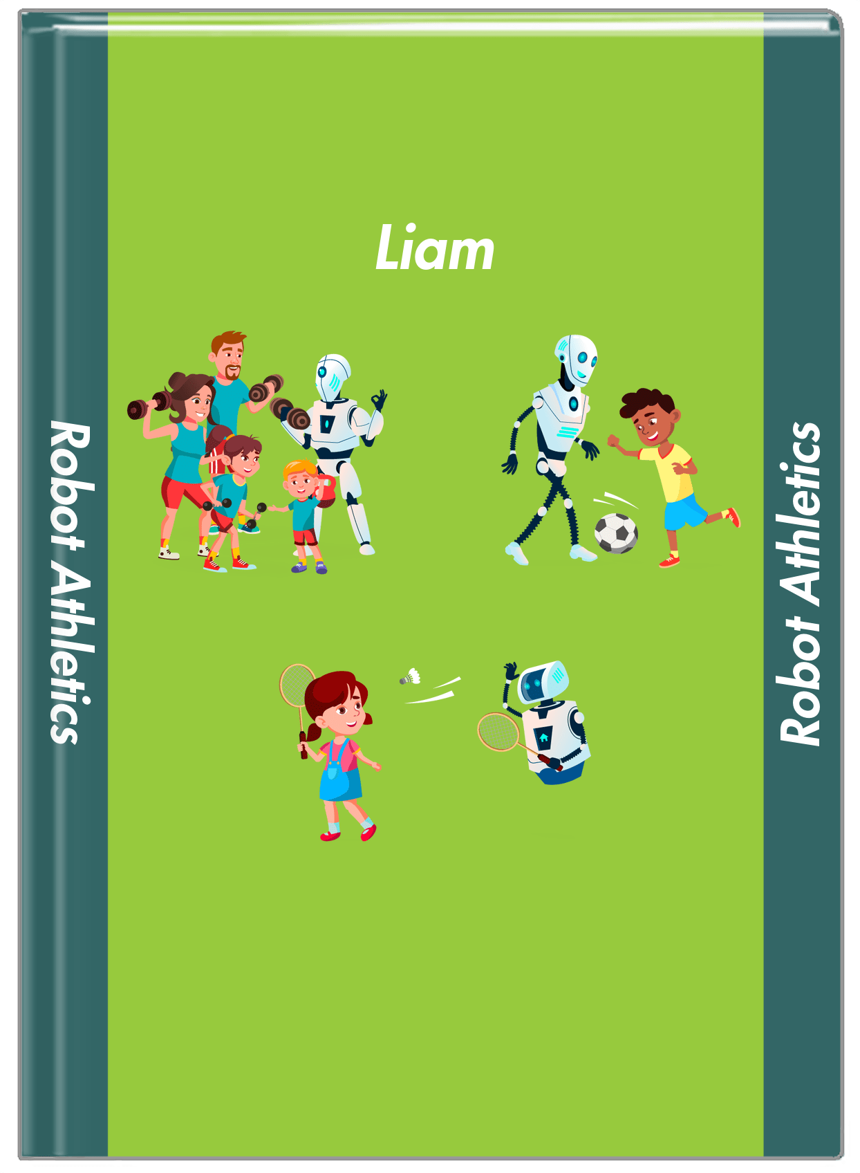 Personalized Robots Journal IX - Robot Athletics - Green Background - Front View