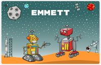 Thumbnail for Personalized Robots Placemat I - Transistor Buddies - Teal Background -  View